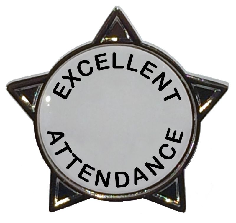 EXCELLENT ATTENDANCE titled star badge